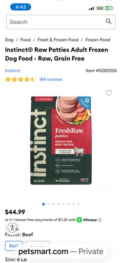 Instinct® Raw Patties Adult Frozen Dog Food - Raw, Grain Free