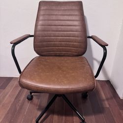 Adjustable Office Chair - Faux Caramel Brown Leather 