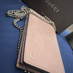 (USED $1650 retail value )Gucci Bags | Gucci Crossbody Wallet on A Chain in Pink | Color: Pink | Size: 7.5 x 1 x 4.5 Inches 