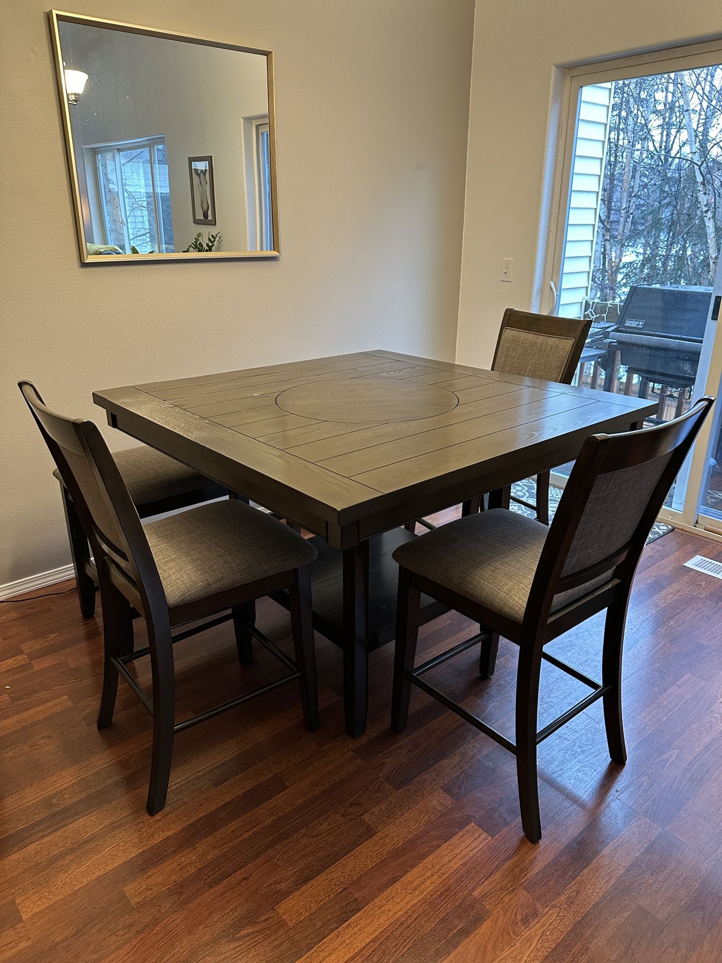 5pc High Top Gray Dining Table Set
