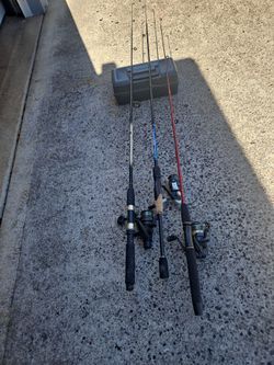 Fishing Trout Tackle Box Plus 3rod combos