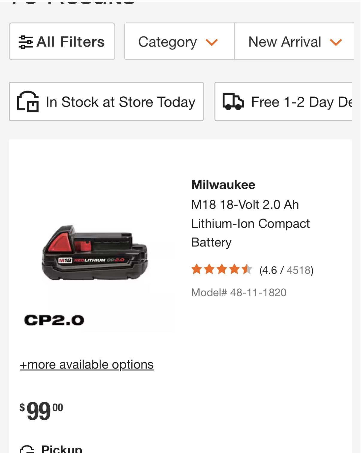 Milwaukee Battery