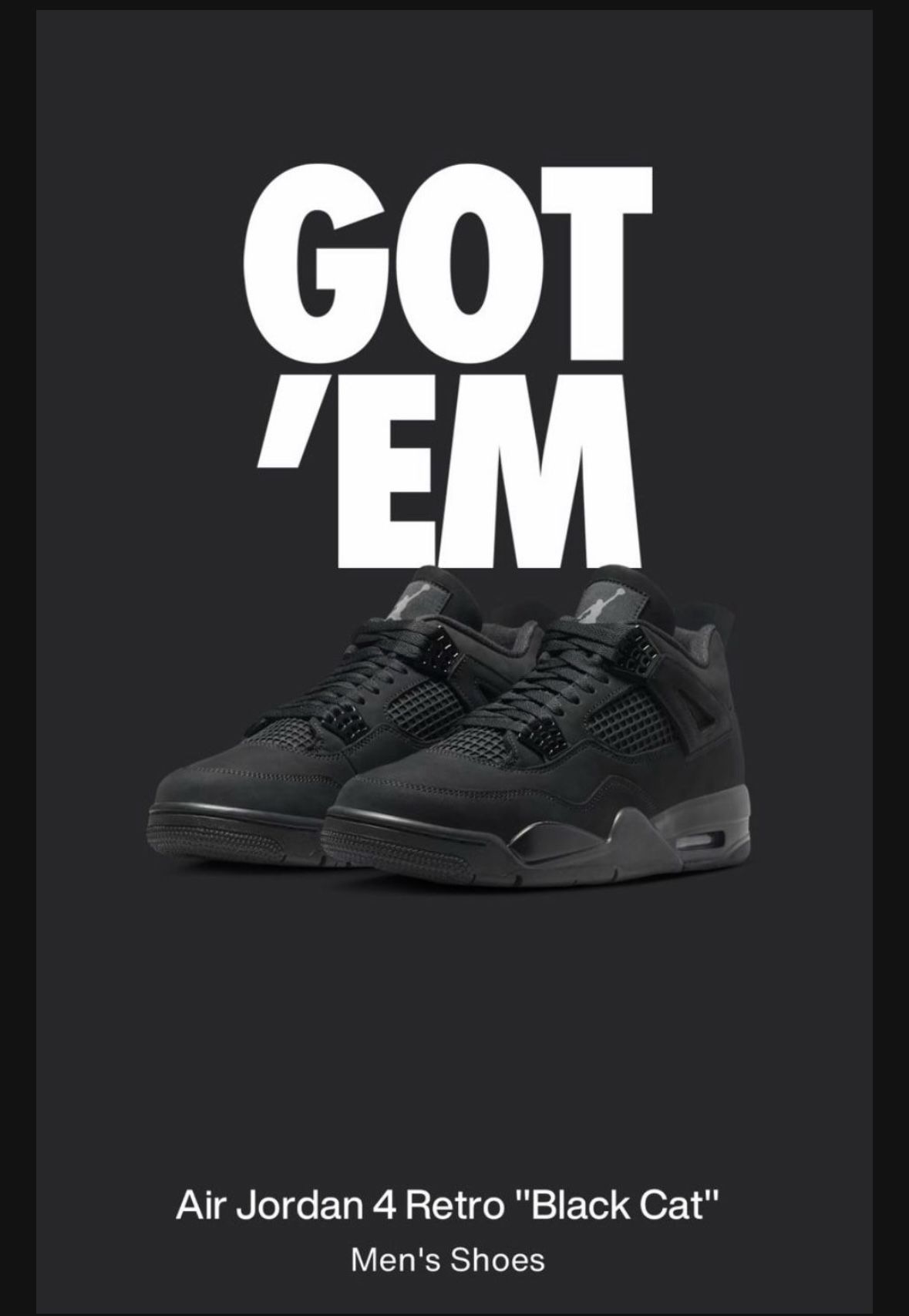 Jordan 4 Black Cats Size 10