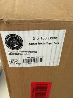 BAM POS 1 Ply Bond Kitchen Receipt Paper 3" x 150' White (24 Rolls) Bond paper rolls for restaurants, hotels and retail POS. Fits Star SP700, TM U200,