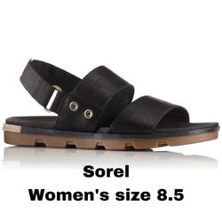 Black Leather Sorel Sandals 