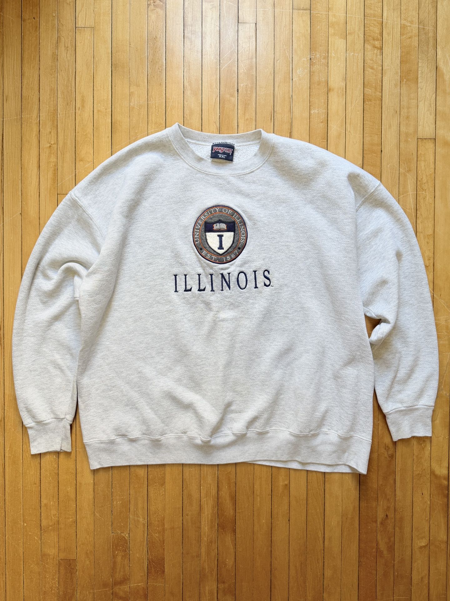 VTG 90s Jansport University Of Illinois Crewneck Unisex Chief Illiniwek Sz. XXL