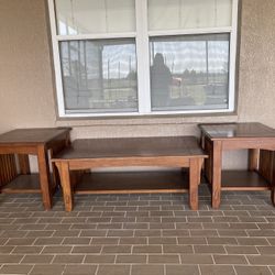 Wood Coffee Table Along With Two Matching End Tables 
