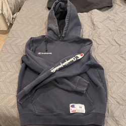 Authentic Supreme x Champion Navy hoodie 