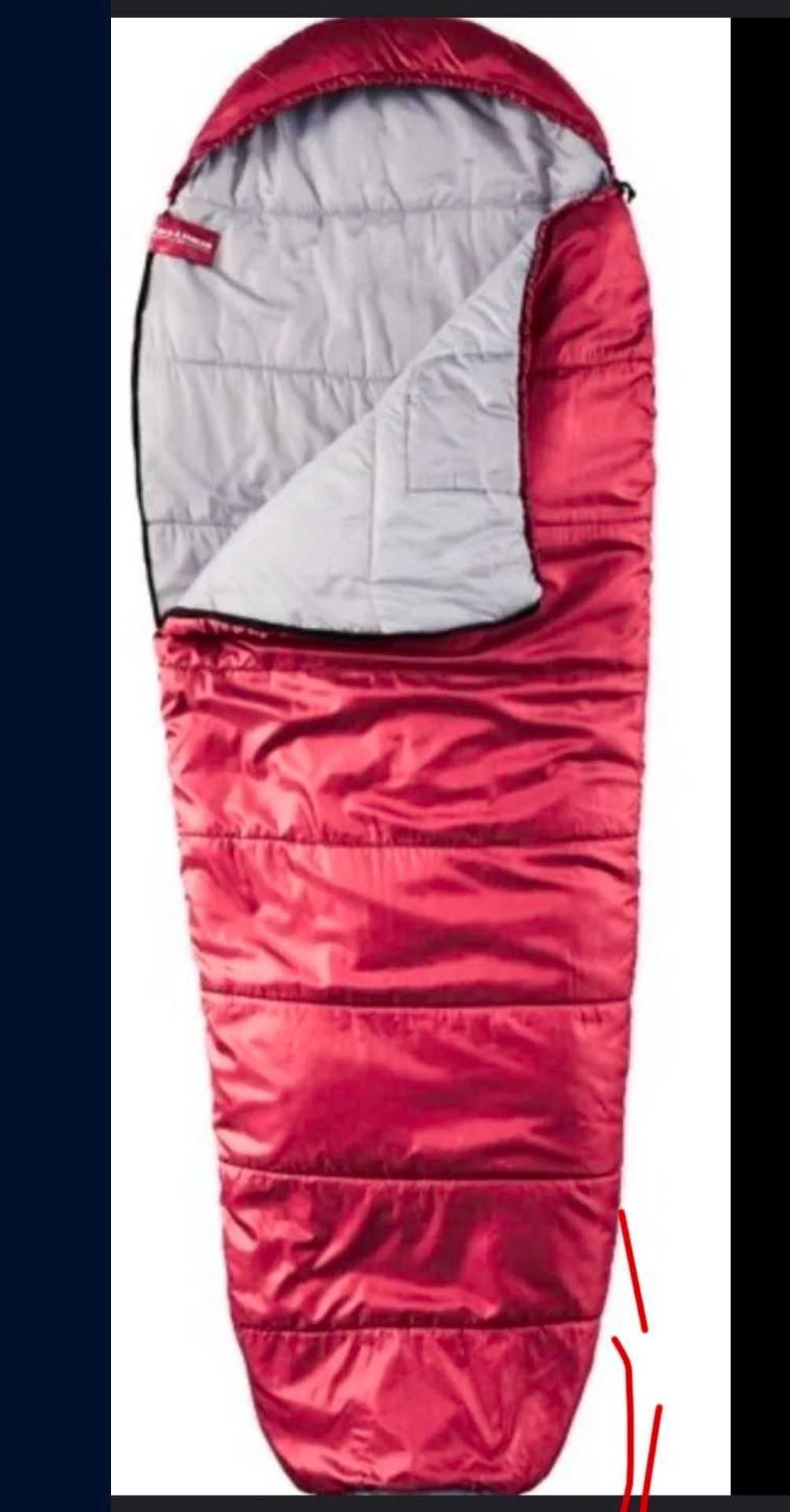 Field & Stream Sleeping Bag Sportsman 30 Degree Youth Mummy Bag 84x33x24. 2.5lbs