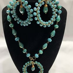 Beautiful Necklace , Errings Turquoise Cristal