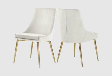 Owen Cream Velvet Dining Chair With Gold Finish Set Of 2