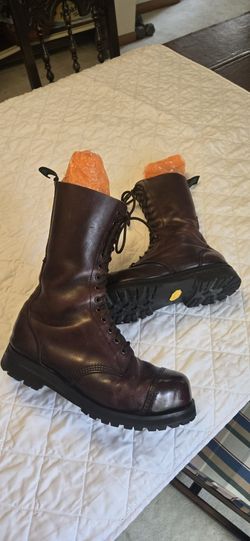 Vintage 90's Doc Martens GETA GRIP Steel Toe 14 Hole Red Loggers