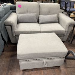 Sofa And Storage Ottoman New Fully Assembled 