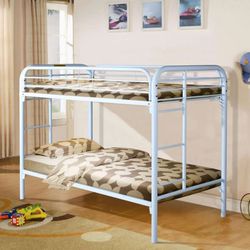 Brand New Box We Can Deliver And Assemble Twin Twin White Color Metal Bunk Bed Special With Mattresses