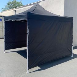 New in Box $129 Heavy-Duty EZ Popup Canopy 10x10’ with (3 Sidewalls) Outdoor Gazebo, Carry Bag (Black)