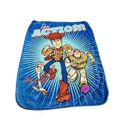 Disney Pixar Toy Story 4 Takin’ Action Woody Forky Buzz Blanket AS IS (READ)