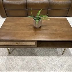 Elegant Coffee Table with gold color legs with storage space