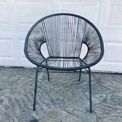 Outdoor Modern Faux Rattan Club Chair Black
