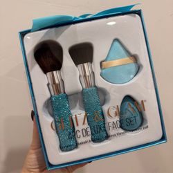 Glitz & Glam teal blue make up brush set✨