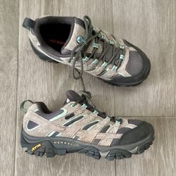 Merrell Women's Moab 2 Waterproof Hiking Shoes Gray Drizzle/Mint 