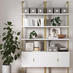 Nathan James Theo Mid-Century Modern Bookcase with Cabinet, Set of 2 Modern