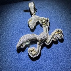 Diamond Road Runner Pendant With Gold Rope Chain