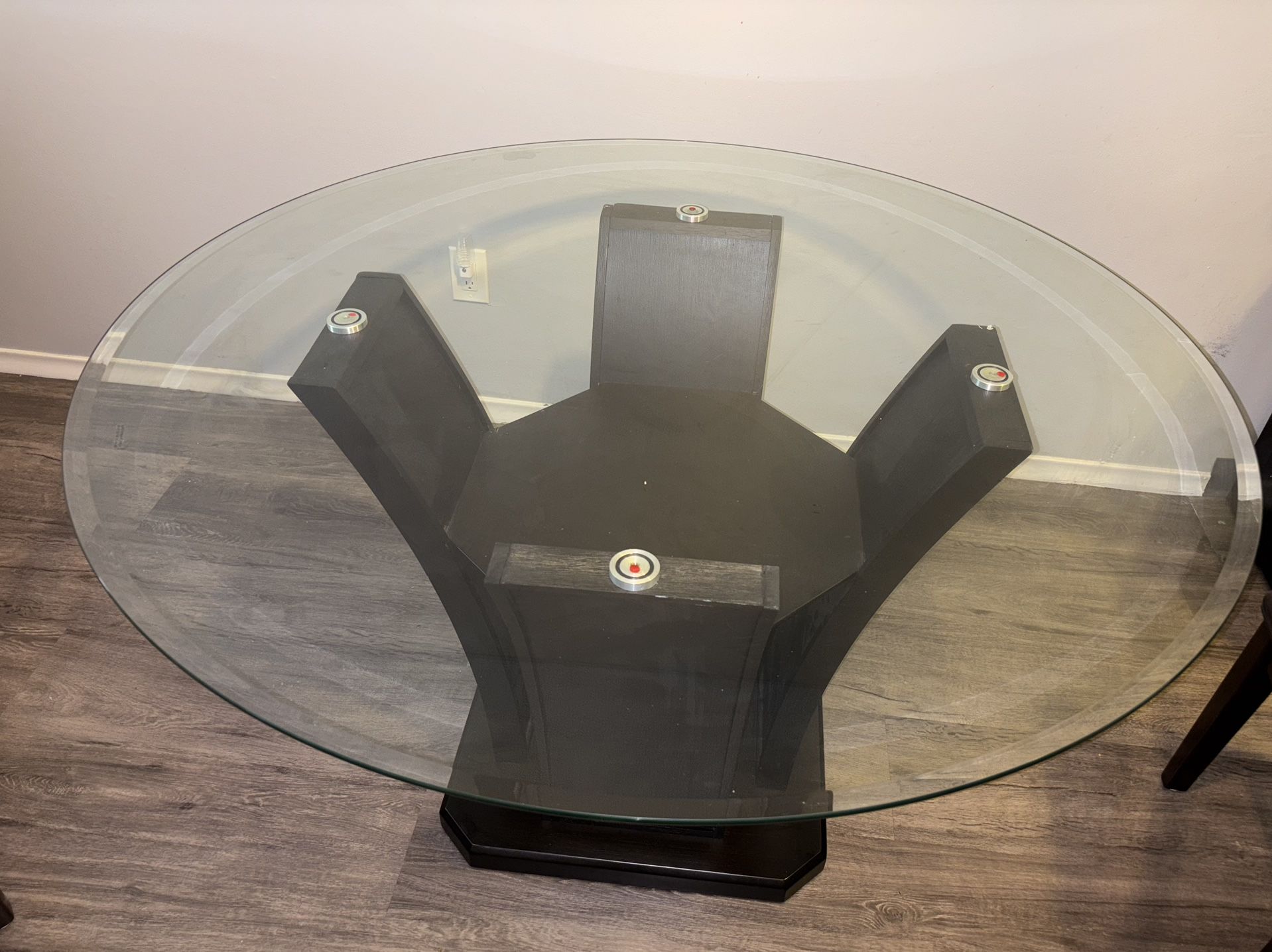 Espresso Round Glass Top Dining Table  