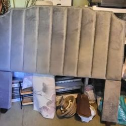 Queen Gray Velvet Headboard 