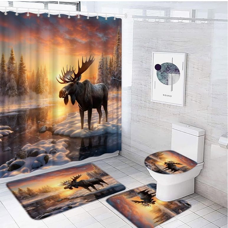 New 4Pc Moose Bathroom Set