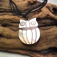 Beautiful Bohemian Seashell Owl Necklace