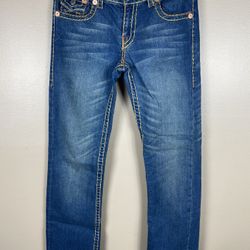 True Religion Jeans Mens 29 Blue Denim Slim Straight Flap Pocket