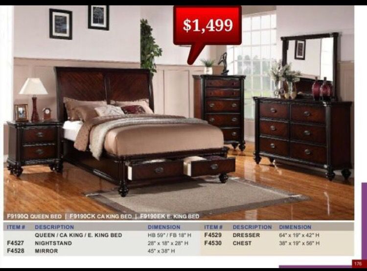 Beautiful 5Pcs queen bedroom set with extra Storage New