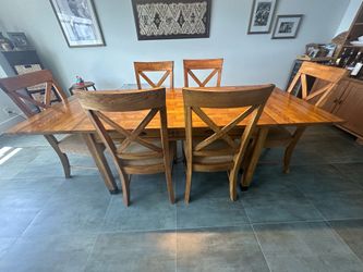 Wood Dining set: six chairs and extendable table