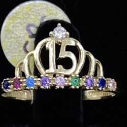 $275 Yellow Gold W Color Stone Quince 15 Ring