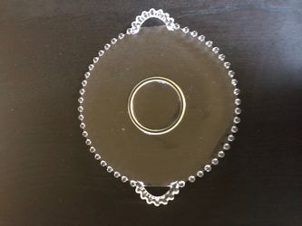 Vintage Imperial Candlewick Clear Glass Handled Serving Tray Plate Dish 11.5"