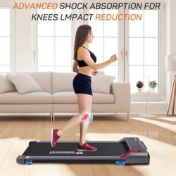 Slim Fold Dual-Mode Walking Pad, Compact Under-Desk Electric Treadmill with Remote Control & Transport Wheels, 0.6-3.8 MPH