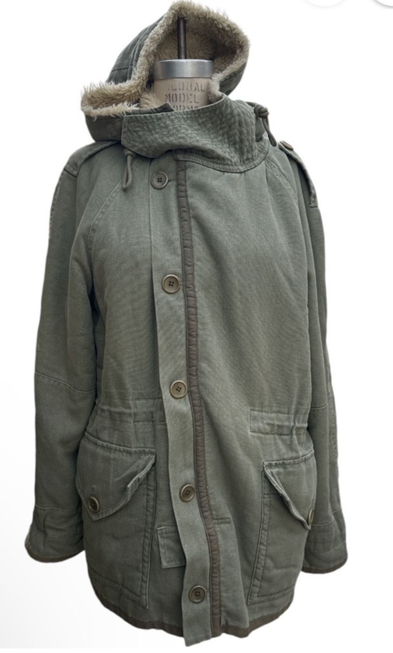 Vintage Earl jean Sherpa Heavy jacket/Coat W Hood Sz L