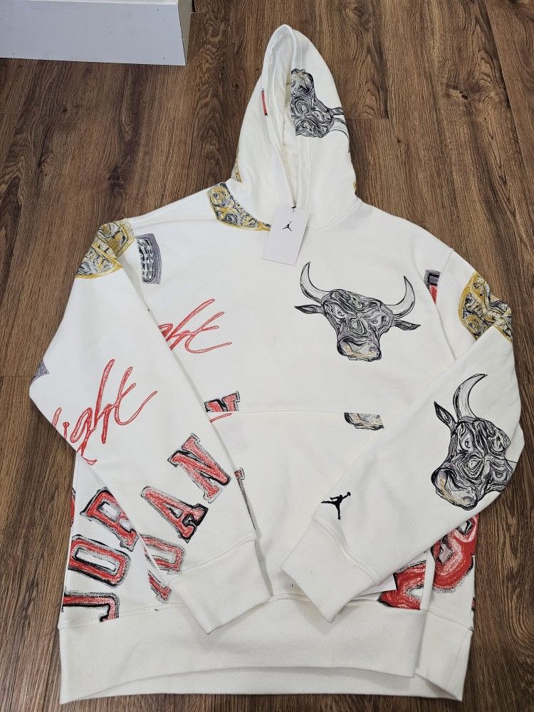 New Nike Air Jordan Brooklyn Fleece Pullover Hoodie FN4545 133 Men's Size Medium Or Large