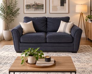 Modern dark grey couch/loveseat.