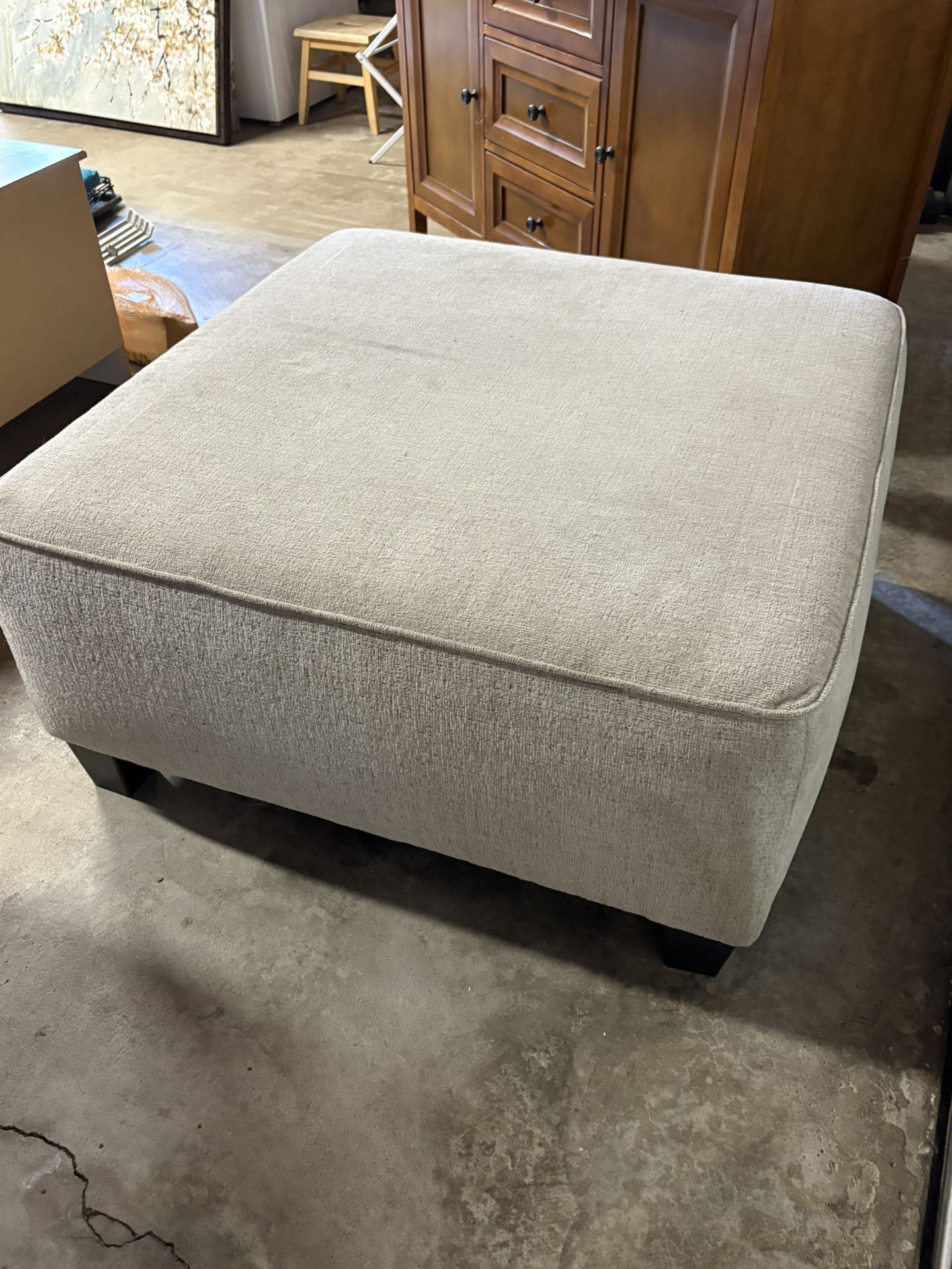 Large Cream Cloth Ottoman
