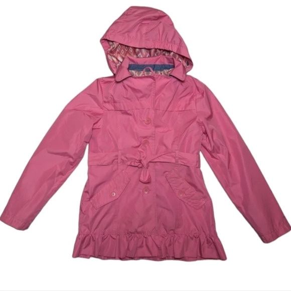 London Fog Girl Pink Coral Trench Coat Button