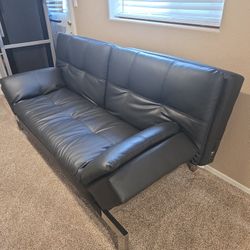 Black Faux Leather Futon