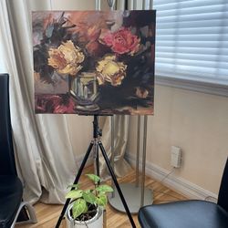 Abstract Floral Oil Painting  On Canvas 