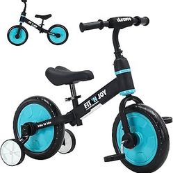 Trike to Bike Riding Tricycles for Boys Girls 2-5, Fit 'n Joy Kids Balance Bike with Pedals & Training Wheels Options, 4-in-1 Starter Toddler Training