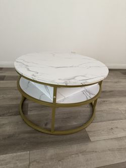 Gold & marble lift-top coffee table with hidden storage