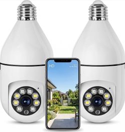 2Pack WiFi 1080P HD Camera Infrared Night Vision with Bulb for Remote Surveillance Indoor Security Camera for Baby Monitor Dog Camera W/2-Way Audio Si