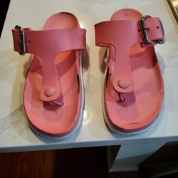 $495 Women's Sz 38 M Prada Lug Sole Thong Sandals In Pink