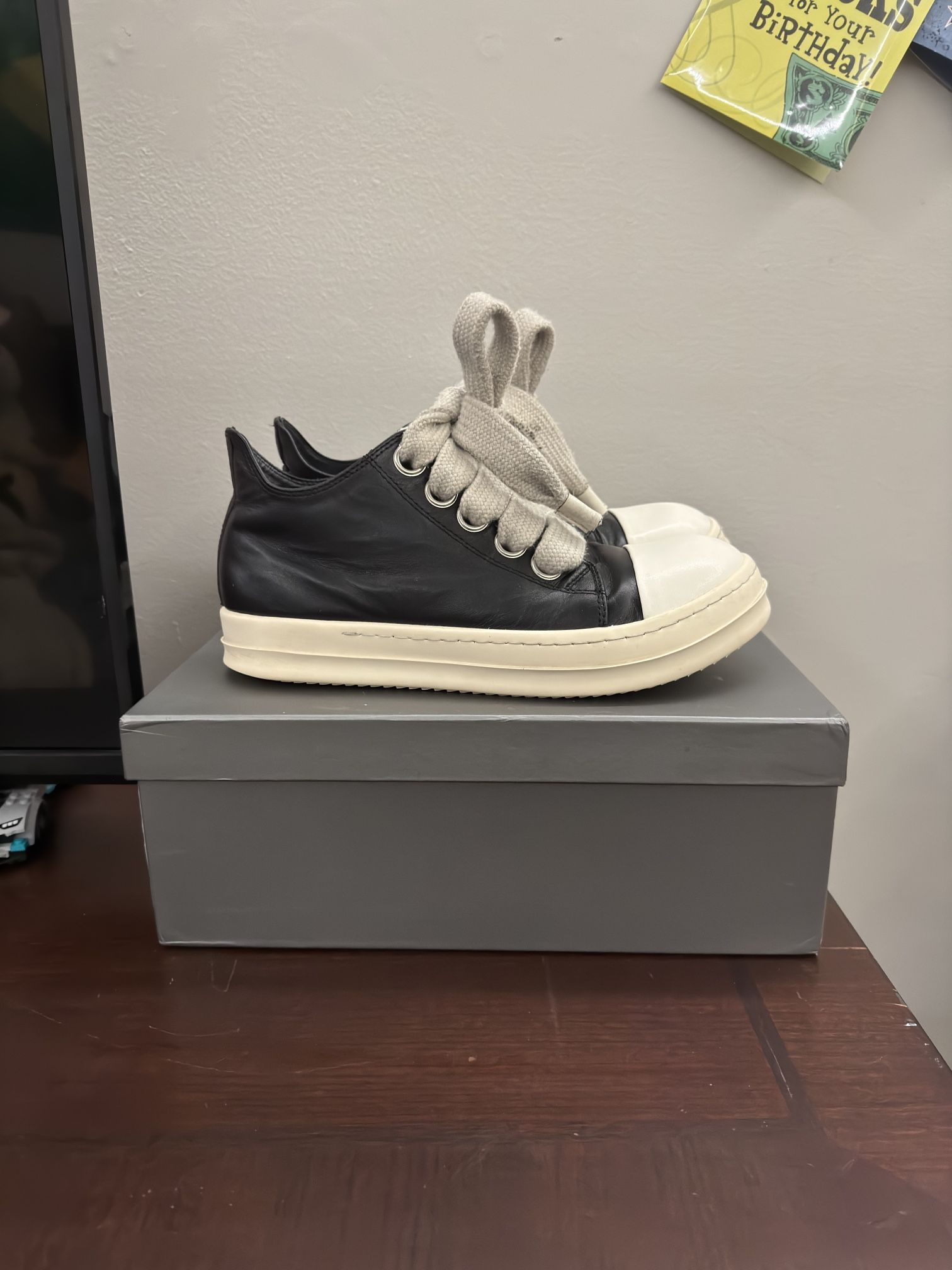 Rick Owens Ramones Low Black Leather – Authentic – Size 10