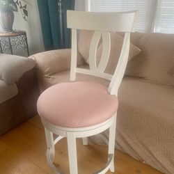 Bar Stool in White and Pink, Makeup Chair