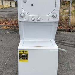 24" Wide Stackable GE Washer And Electric Dryer. Works Great. 45 Days Warranty 